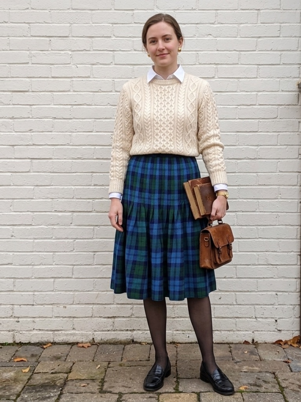 Vintage ALJEAN Canada 100% Wool Plaid Pleated Skirt Academia Size XS